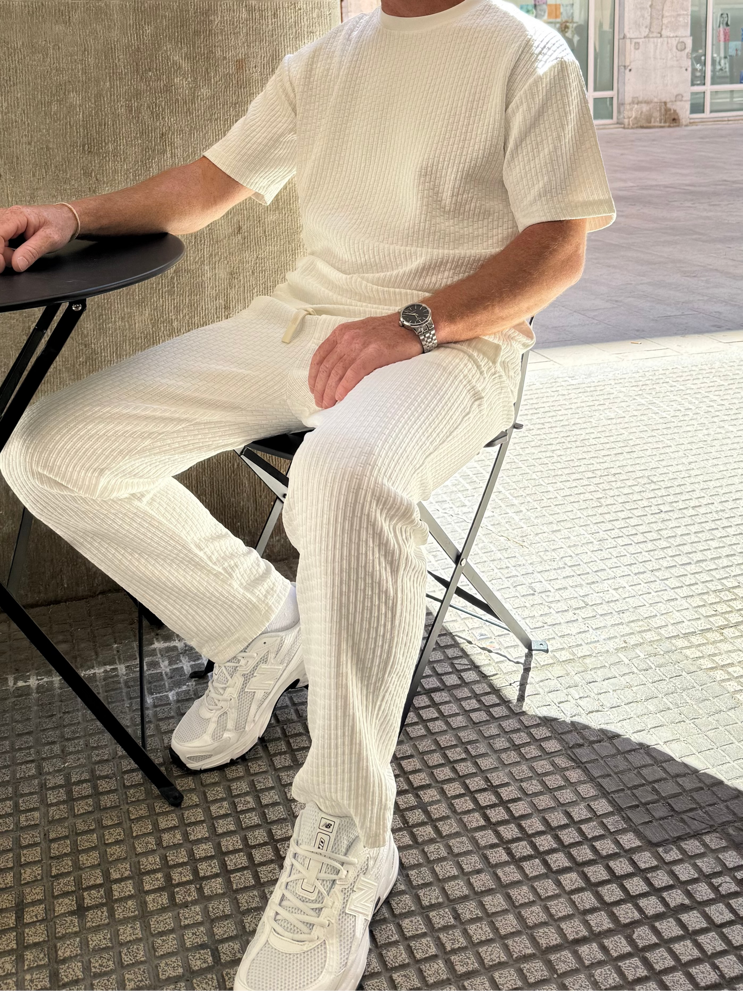 Ensemble Homme Texturé Écru – T-shirt Coupe Relax