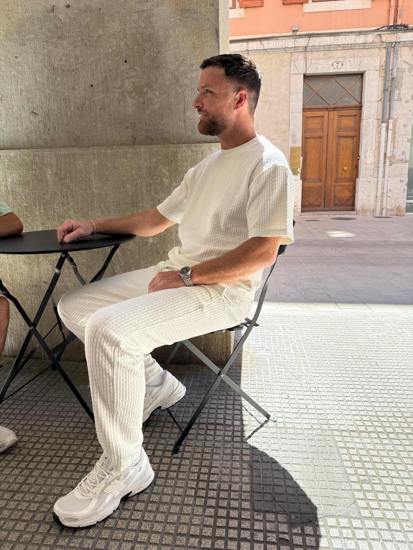 Ensemble Homme Texturé Écru – Pantalon Coupe Relax
