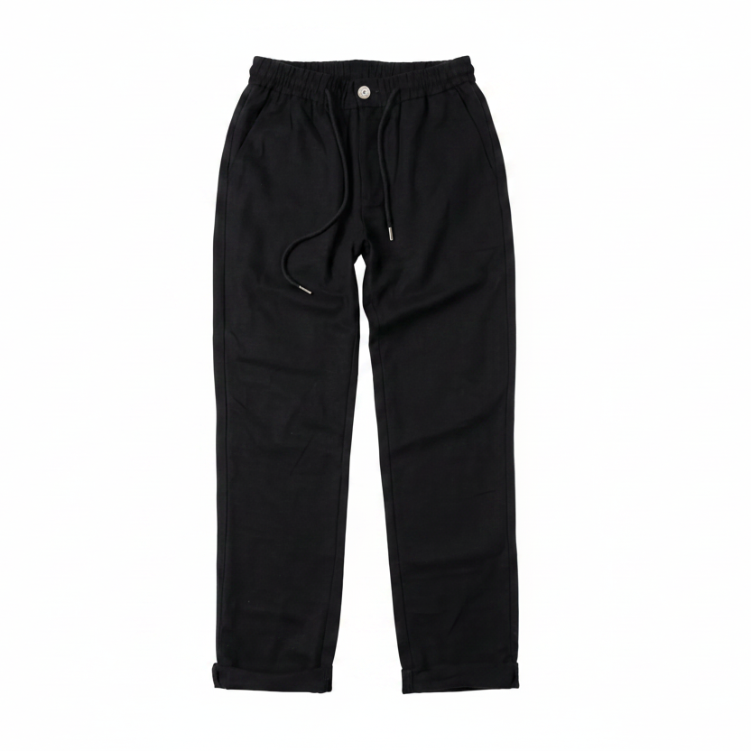 Pantalon Noir en Lin et Coton Homme – Léger, Respirant et Conforta