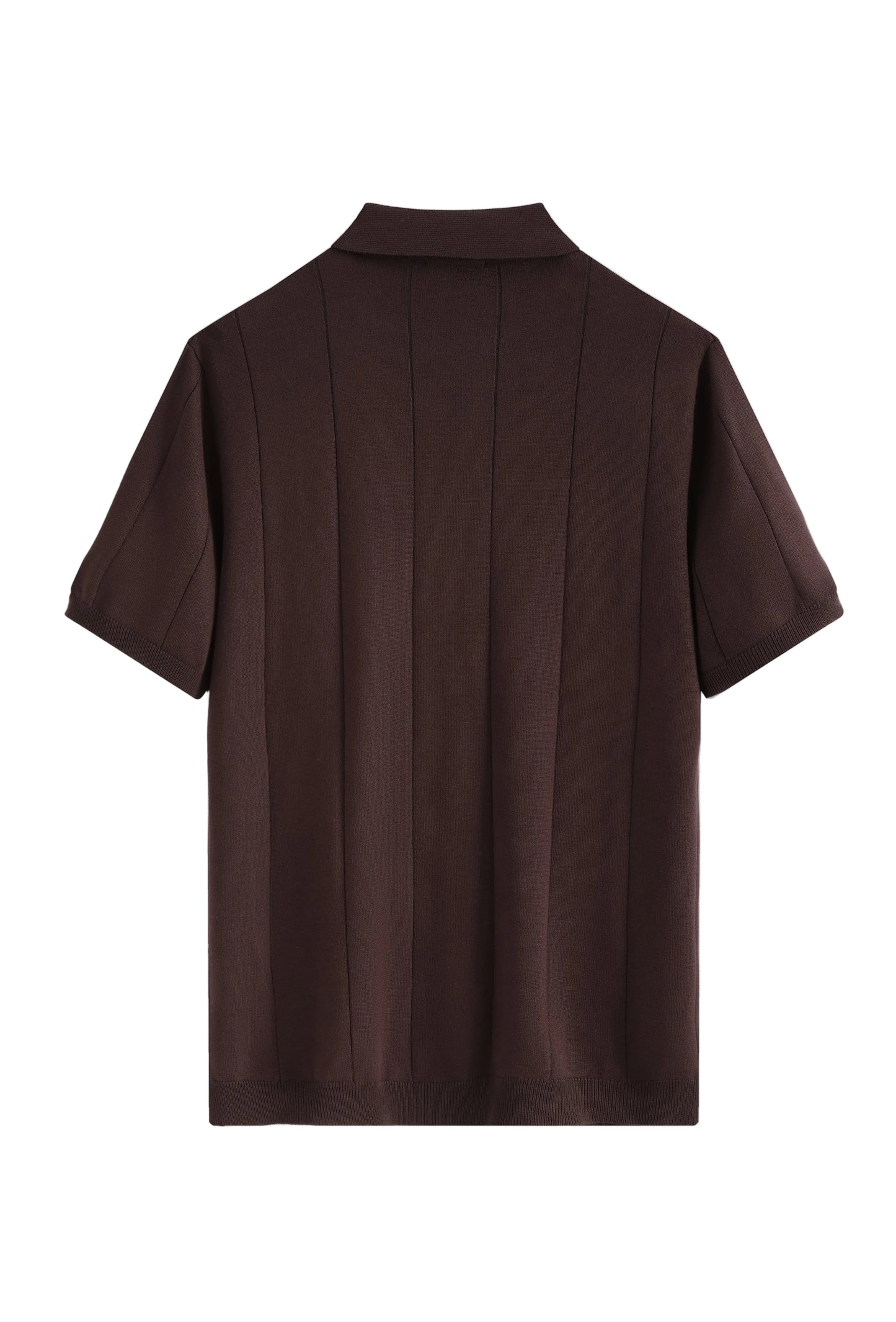 Texturiertes Poloshirt aus Strick mit vertikalen Streifen – Dunkelbraun