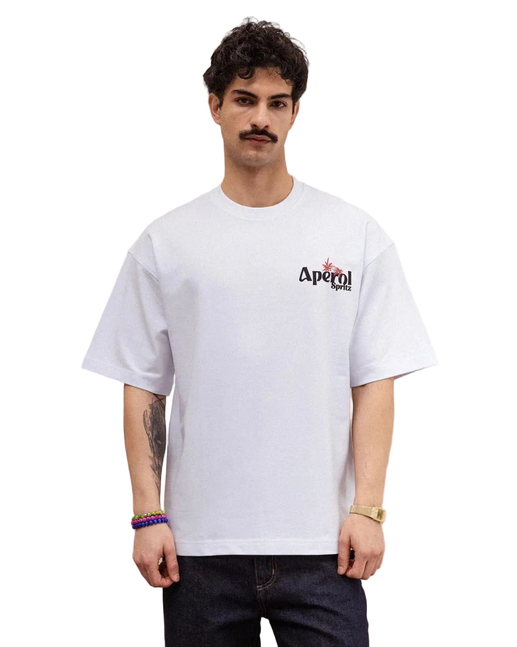 T-Shirt Oversize Blanc "Aperol Spritz" – Style Vintage & Graphique