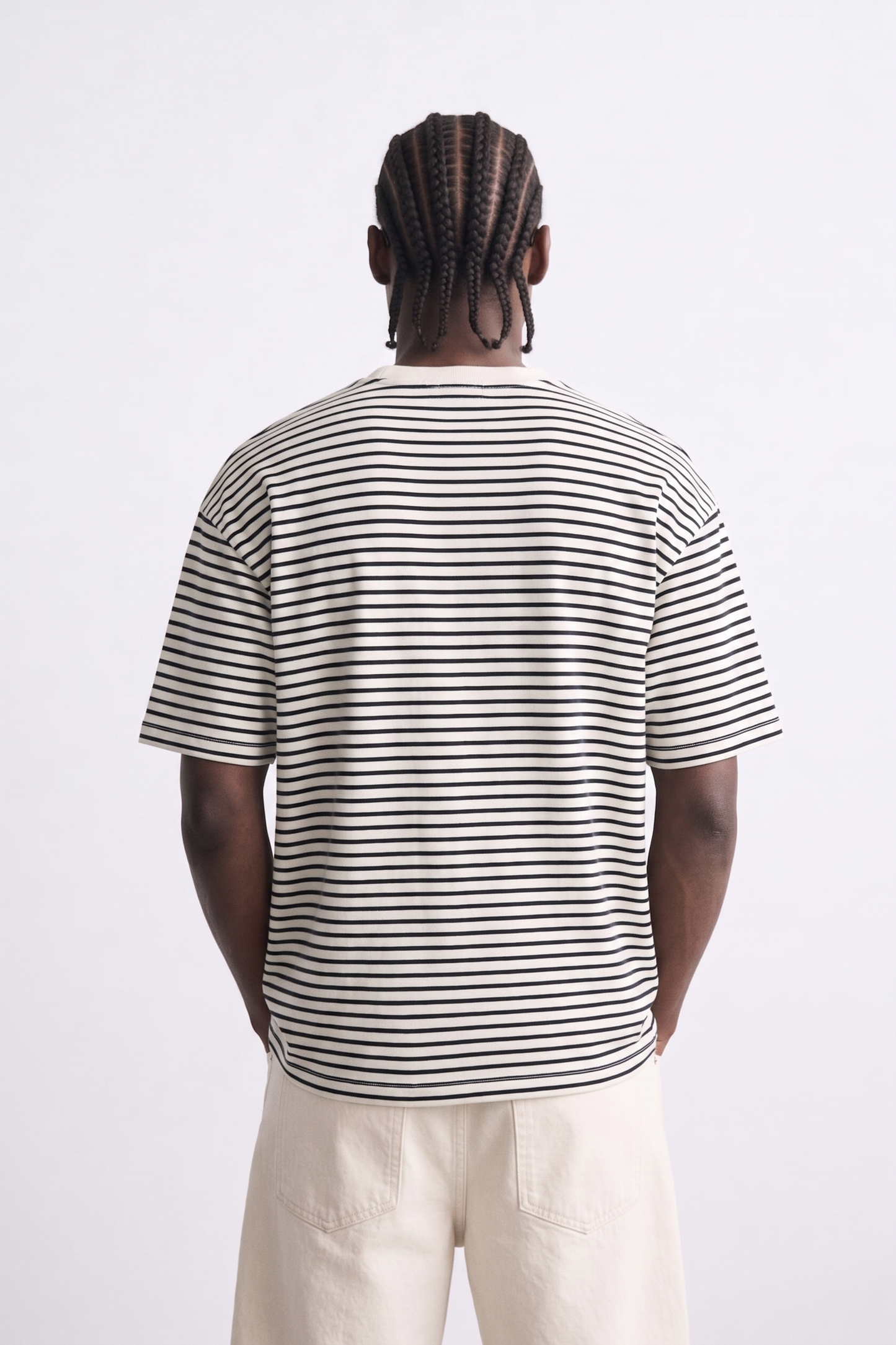 T-Shirt Coupe Wide Rayures Marinière – Écru & Marine