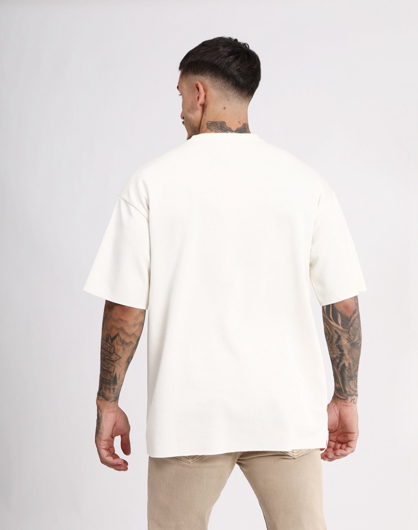 T-shirt Oversize Écru texturé – Homme