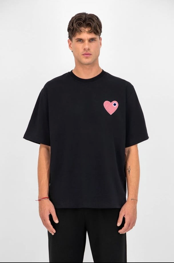 T-shirt ADJ - coeur chic rose
