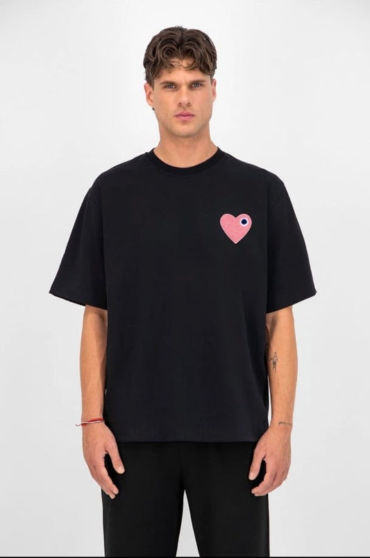 T-shirt ADJ - coeur chic rose