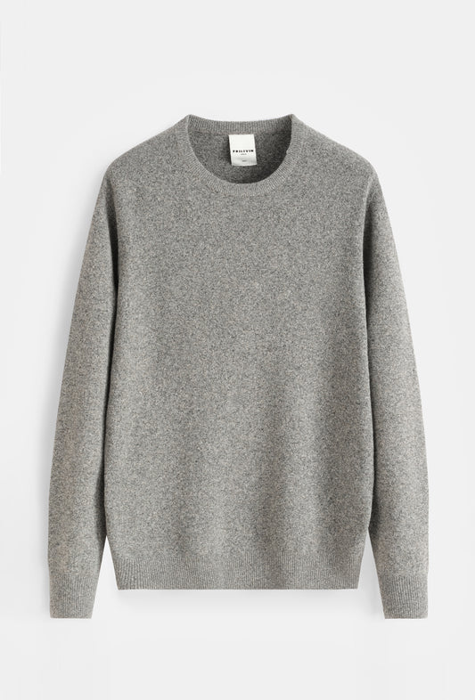 Pull Col Rond en Maille Douce — Gris Chine Minimaliste