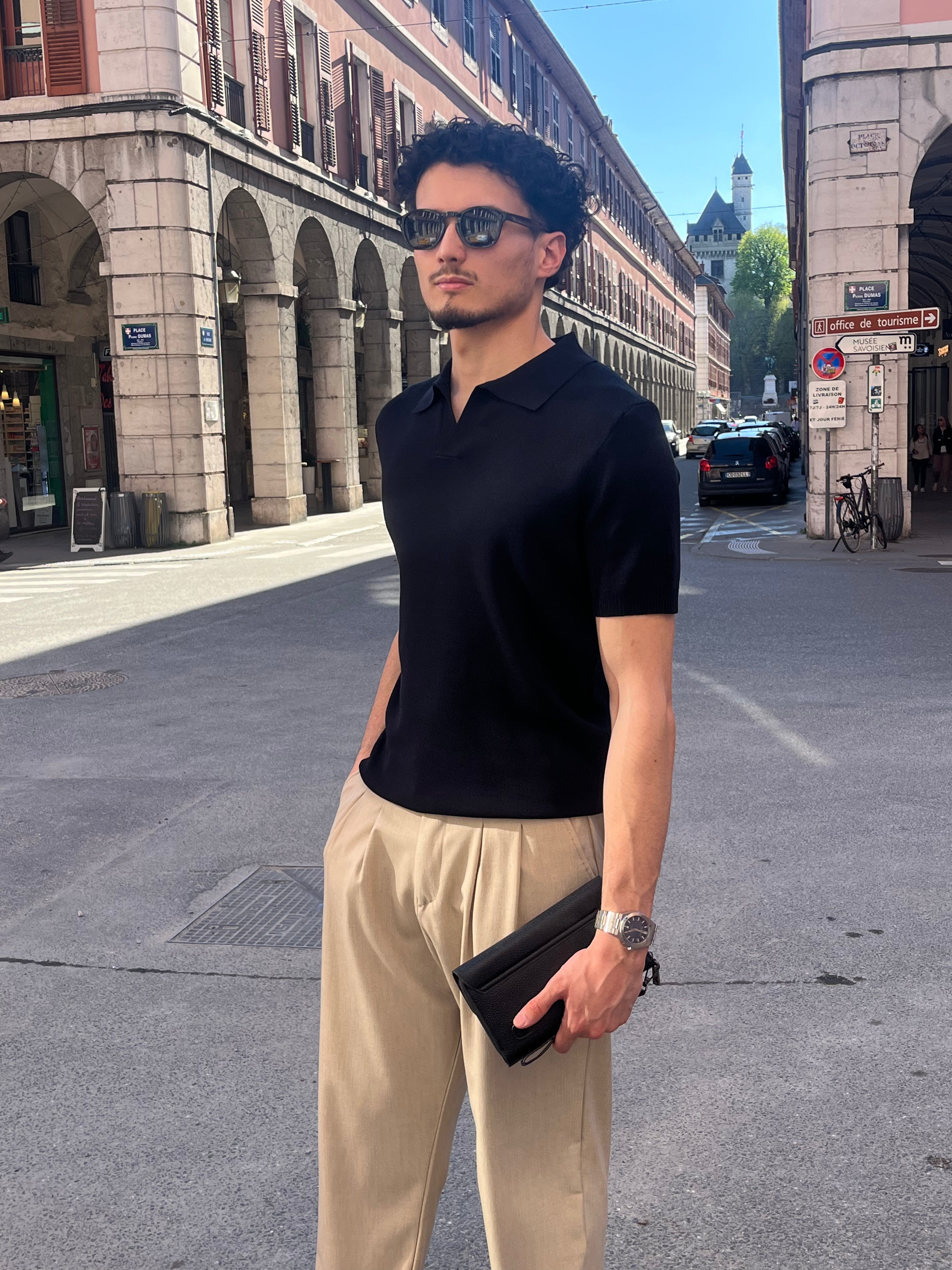 Polo Noir Homme – Coupe Ajustée Premium - Style Élégant & Confort Respirant Menzo