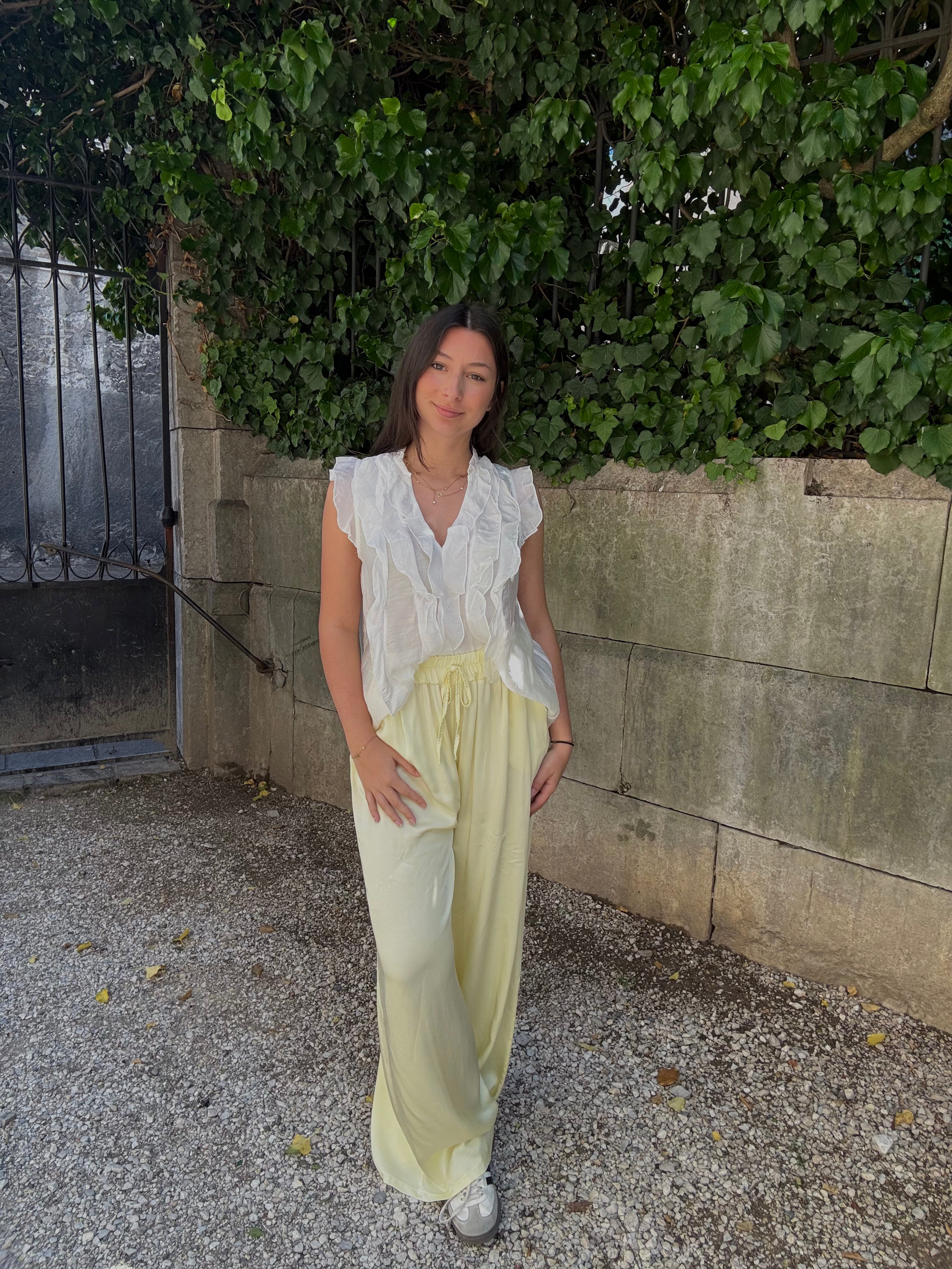 Pantalon jaune satiné - 100% viscose Menzo