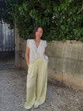 Pantalon jaune satiné - 100% viscose Menzo