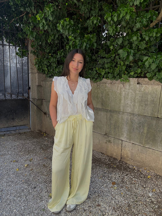 Pantalon jaune satiné - 100% viscose Menzo