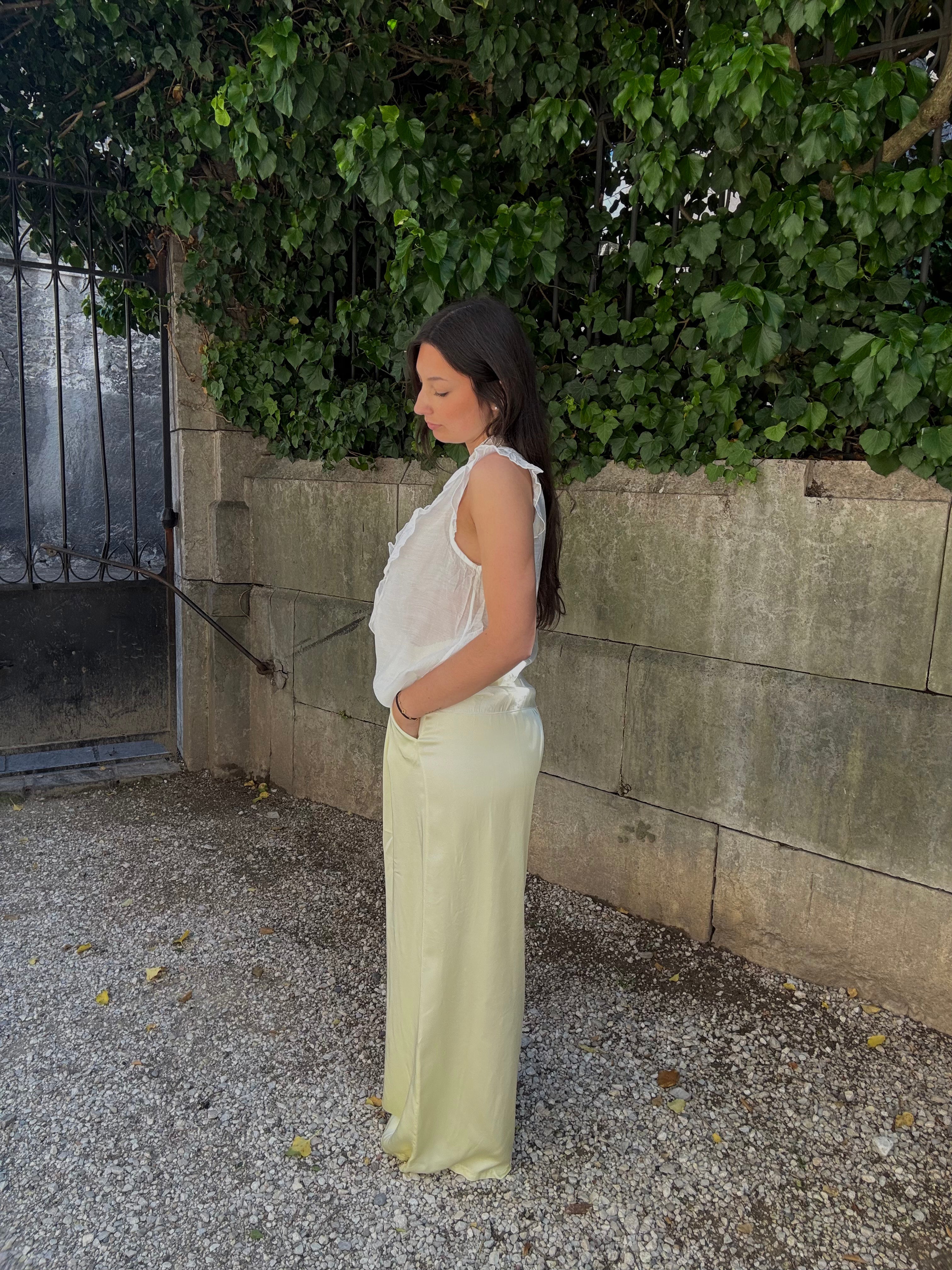 Pantalon jaune satiné - 100% viscose Menzo