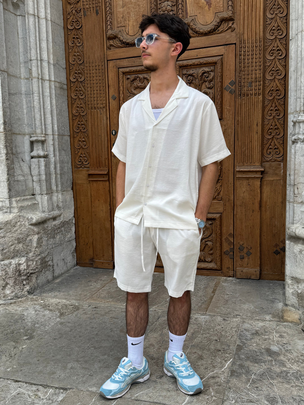 Short Blanc en viscose – Coupe Large & Taille Élastiquée - Confort Maximal