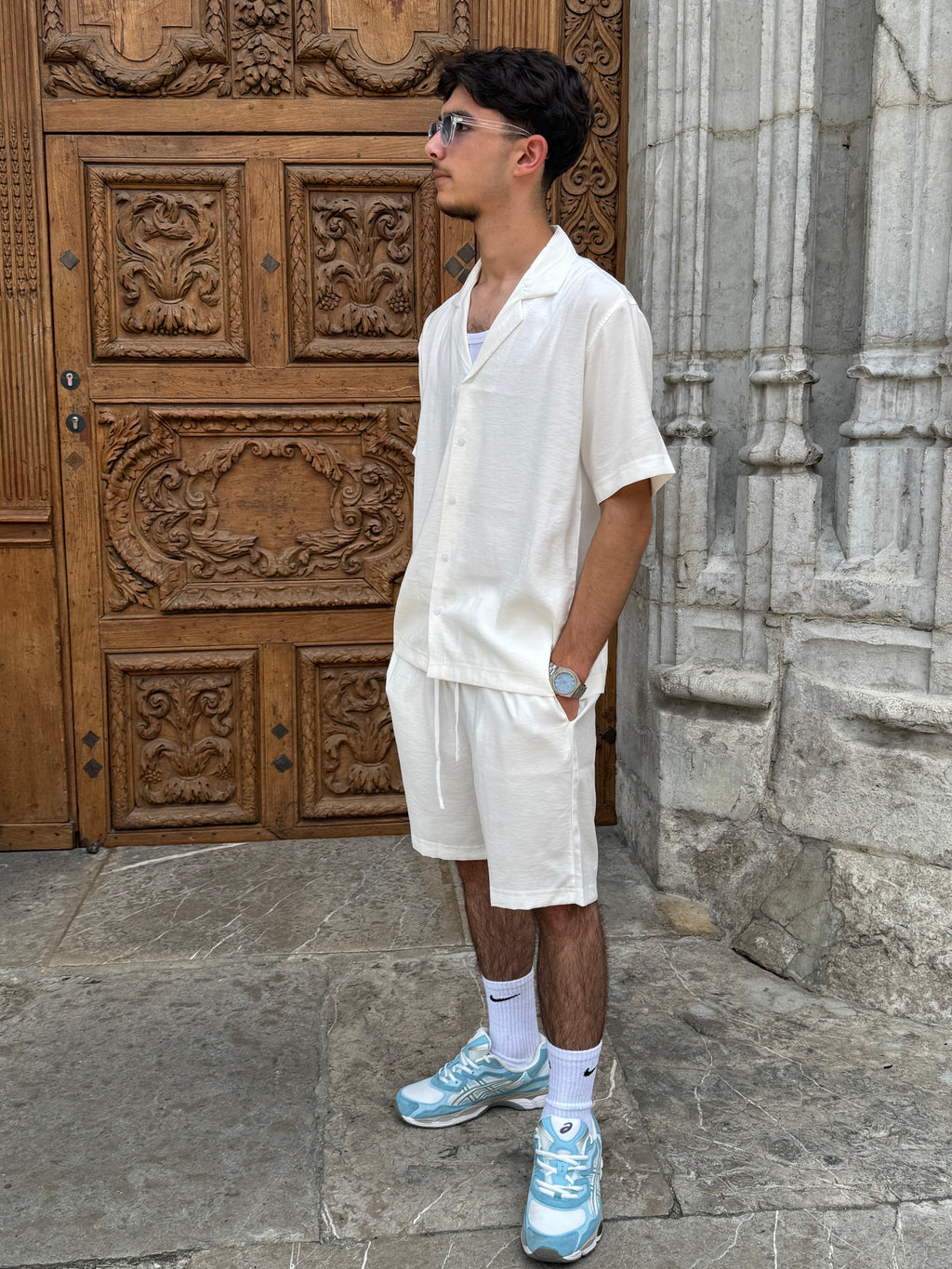 Short Blanc en viscose – Coupe Large & Taille Élastiquée - Confort Maximal