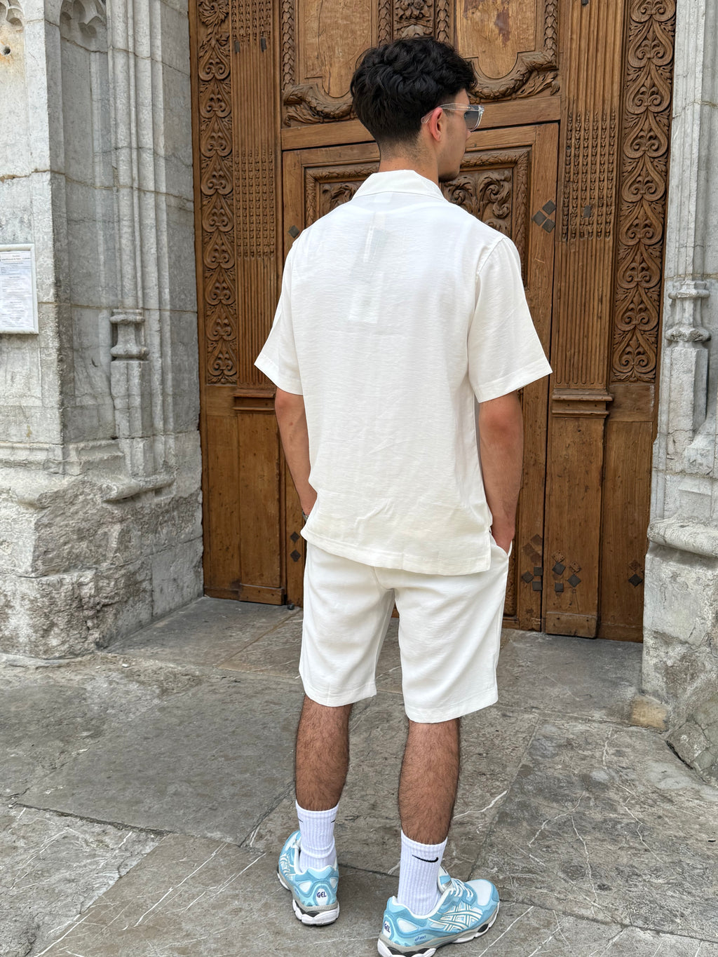 Short Blanc en viscose – Coupe Large & Taille Élastiquée - Confort Maximal