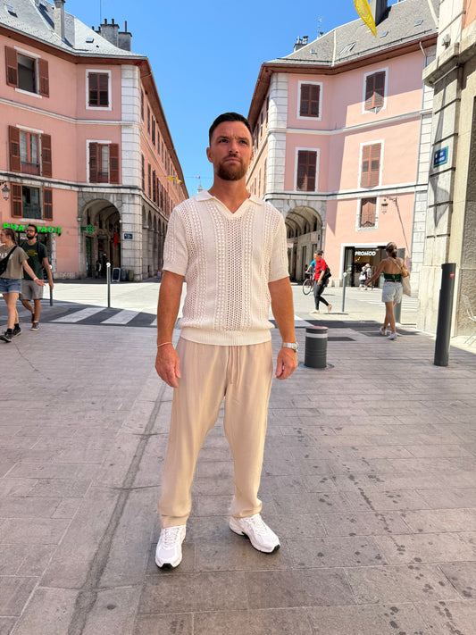 Polo en crochet - écru