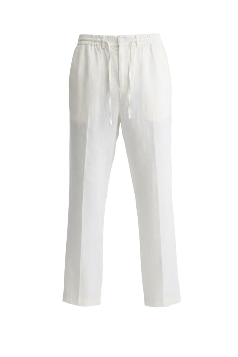 Pantalon en Lin Blanc – Coupe Droite & Taille Élastiquée - 100% Lin Naturel Menzo