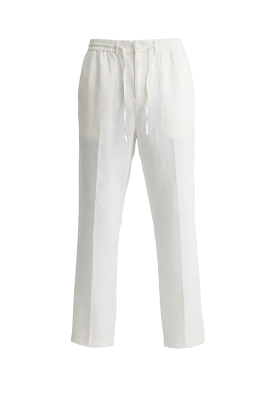 Pantalon en Lin Blanc – Coupe Droite & Taille Élastiquée - 100% Lin Naturel Menzo