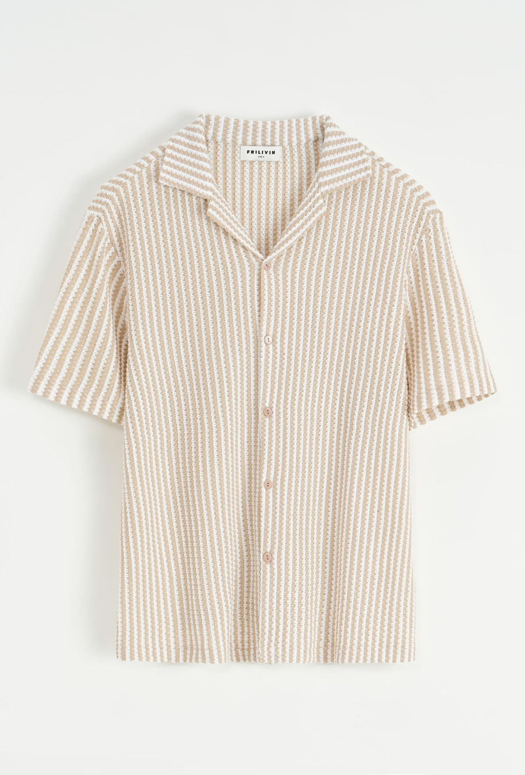 Chemise en maille texturée beige à manches courtes - coupe décontractée Menzo