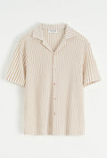 Chemise en maille texturée beige à manches courtes - coupe décontractée Menzo