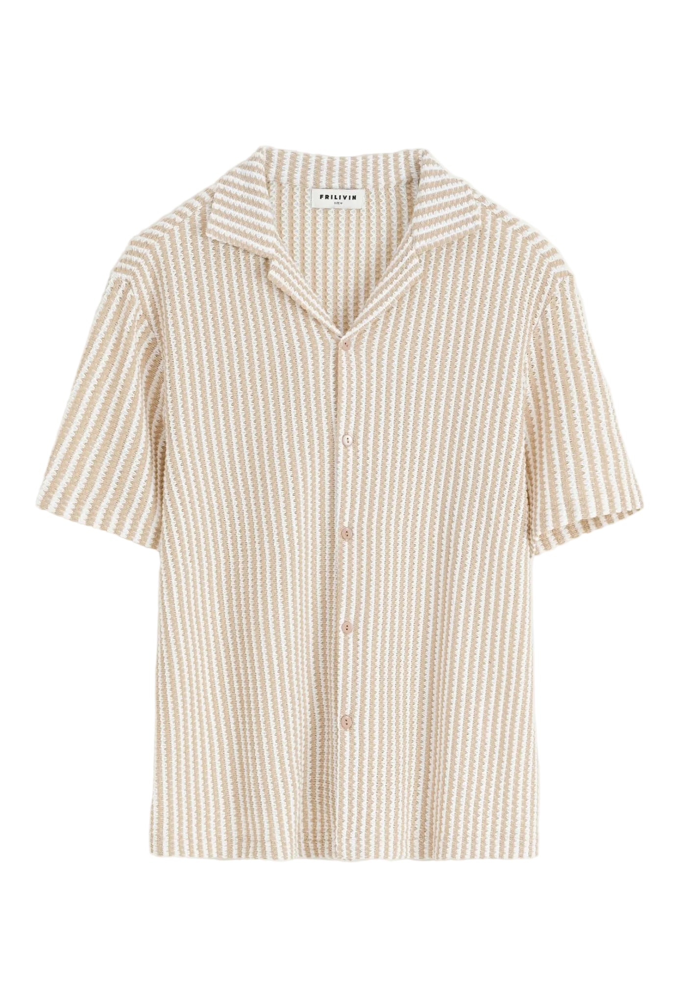 Chemise en maille texturée beige à manches courtes - coupe décontractée Menzo