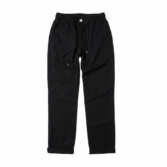 Pantalon Noir en Lin et Coton Homme – Léger, Respirant et Conforta