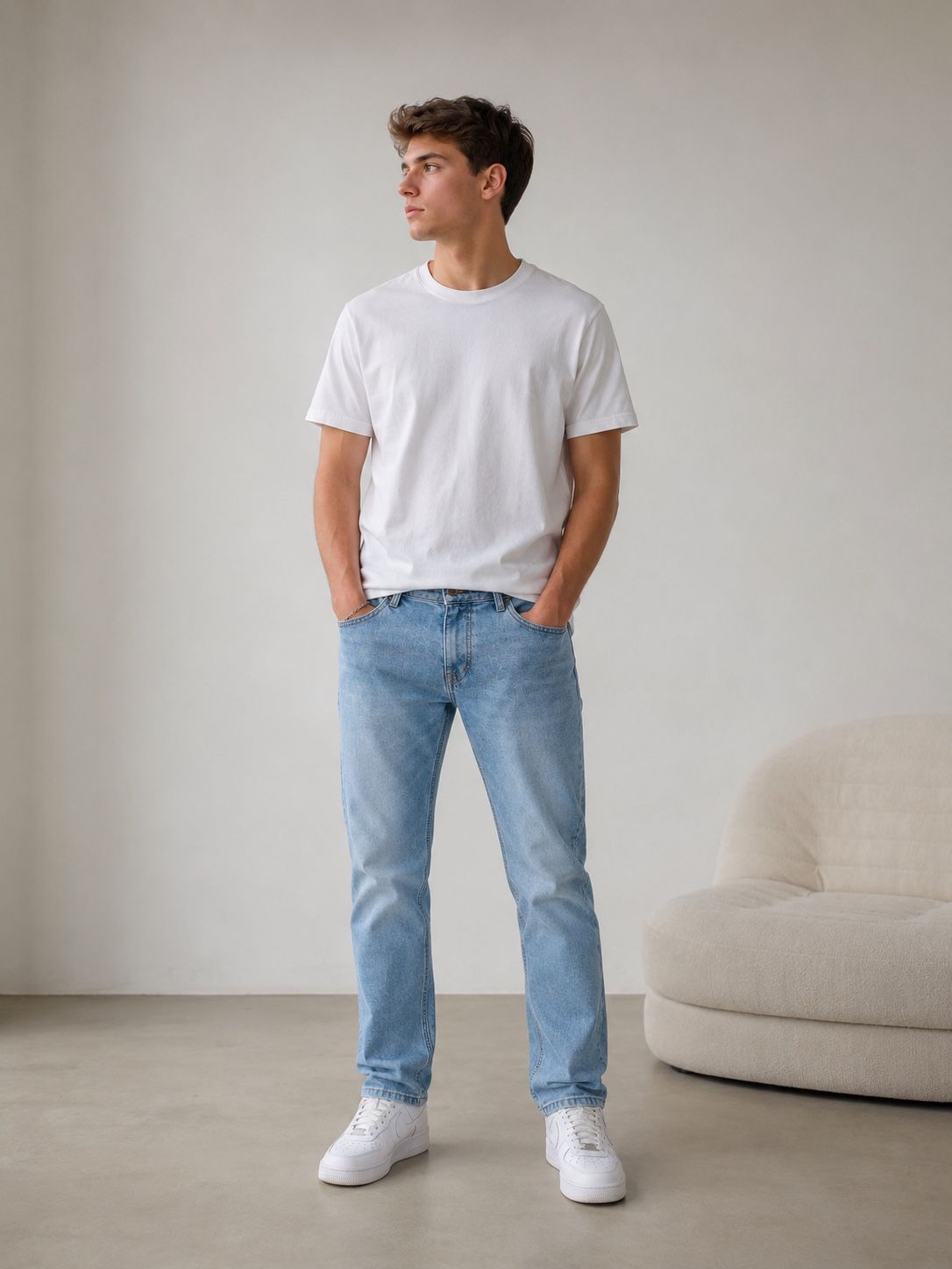Jean Droit Bleu Clair – Coupe Regular Fit Classic