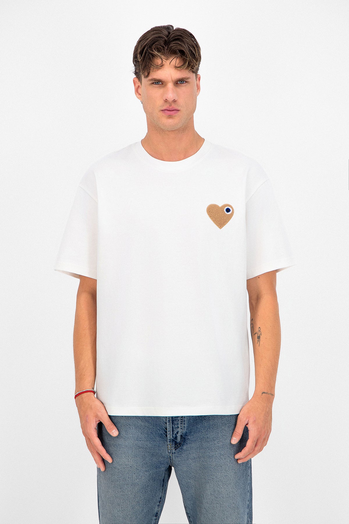 Tshirt blanc coeur beige ADJ
