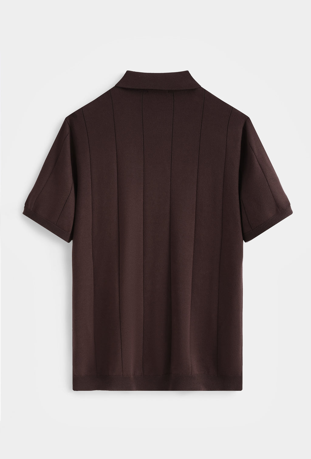 Polo en maille texturée à rayures verticales – Marron Foncé