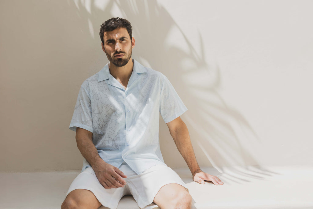 Chemise d’Été Bleu Clair – Coupe Relax en Coton Léger Menzo