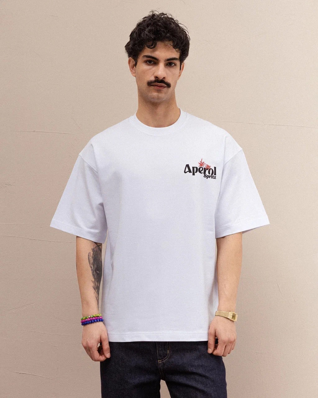T-Shirt Oversize Blanc "Aperol Spritz" – Style Vintage & Graphique
