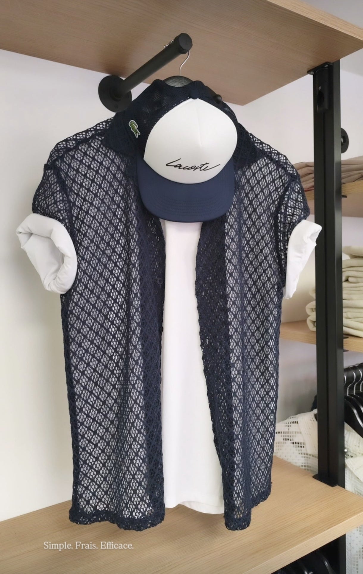 Chemise Crochet Ajourée Bleu Marine – Coupe Estivale
