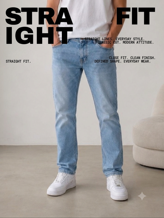 Jean Droit Bleu Clair – Coupe Regular Fit Classic