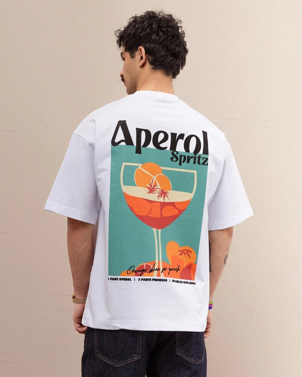 T-Shirt Oversize Blanc "Aperol Spritz" – Style Vintage & Graphique