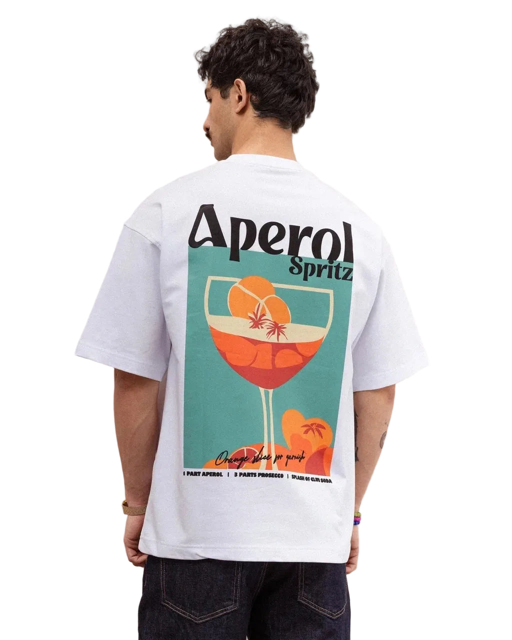 T-Shirt Oversize Blanc "Aperol Spritz" – Style Vintage & Graphique