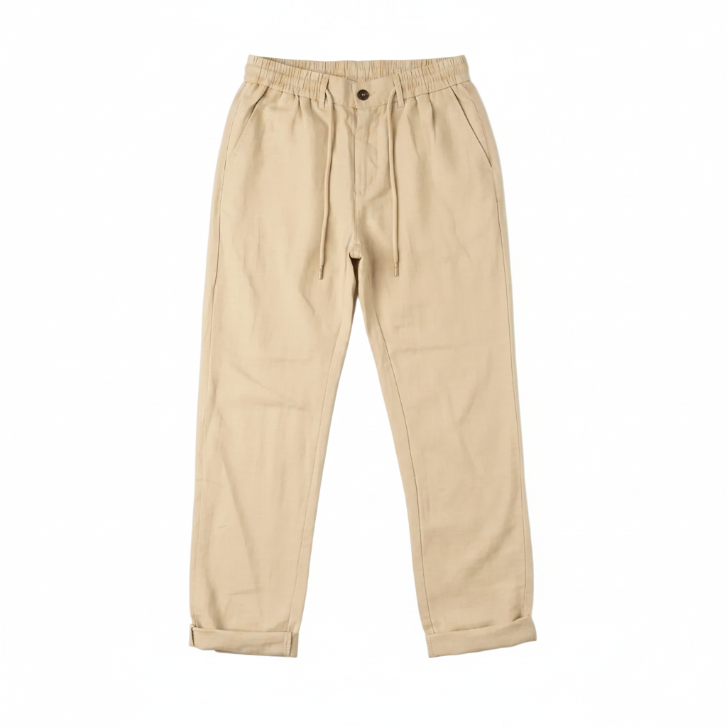Pantalon Beige Sable en Lin et Coton Homme – Léger, Respirant et Confortable