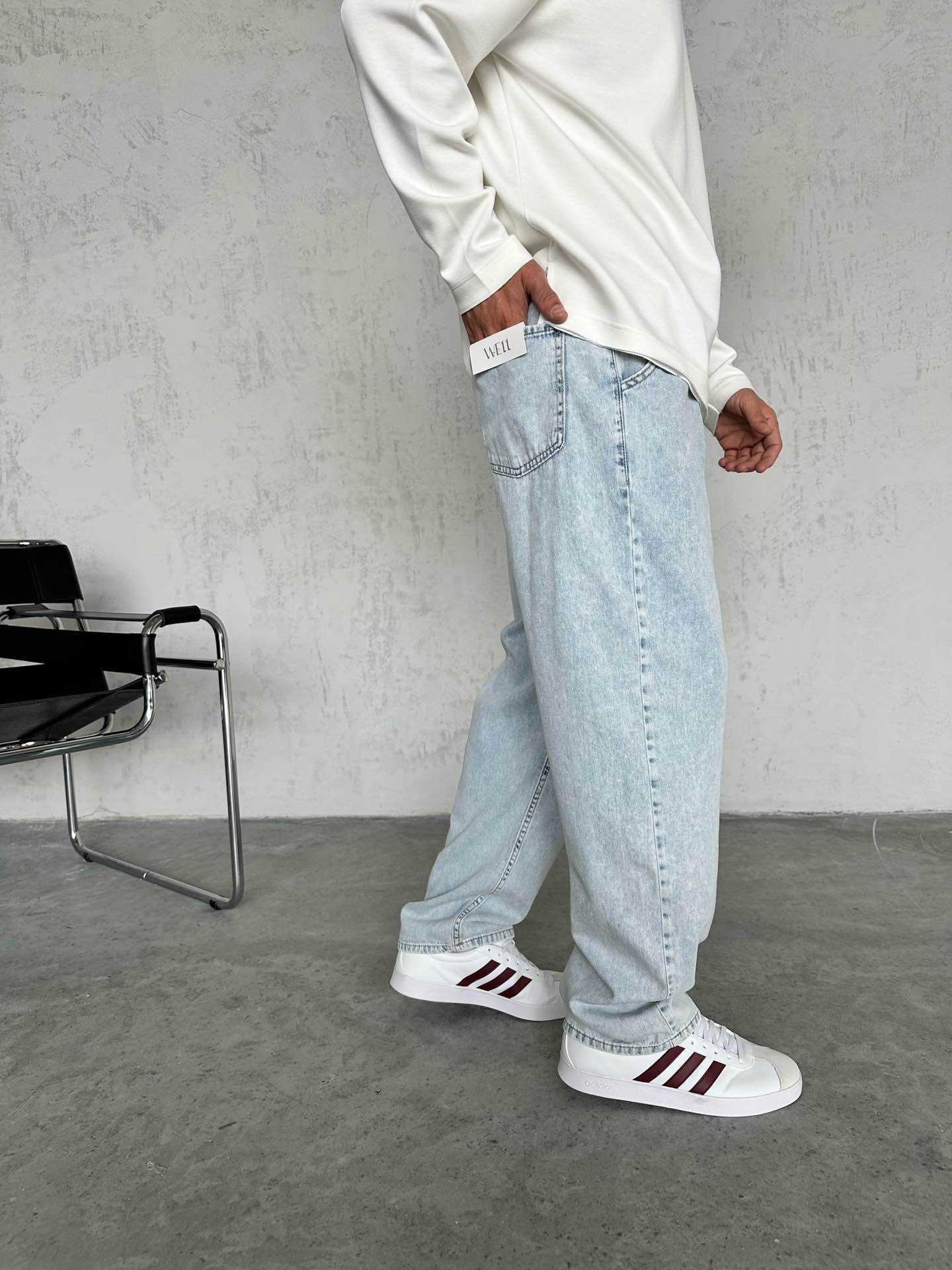 Jean Jogger Ample Bleu Clair – Taille Élastique & Cordon de Serrage