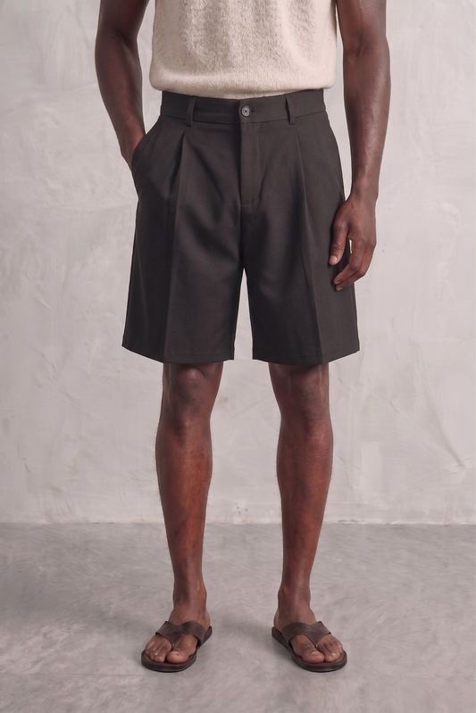 Short homme Noir à pinces – Coupe élégante et confortable