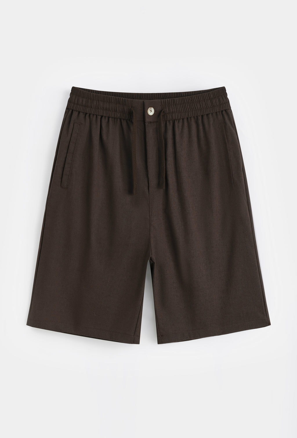 Short Fluide en Coton-Lin Marron Chocolat – Confort & Style Élastiqué