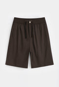 Short Fluide en Coton-Lin Marron Chocolat – Confort & Style Élastiqué