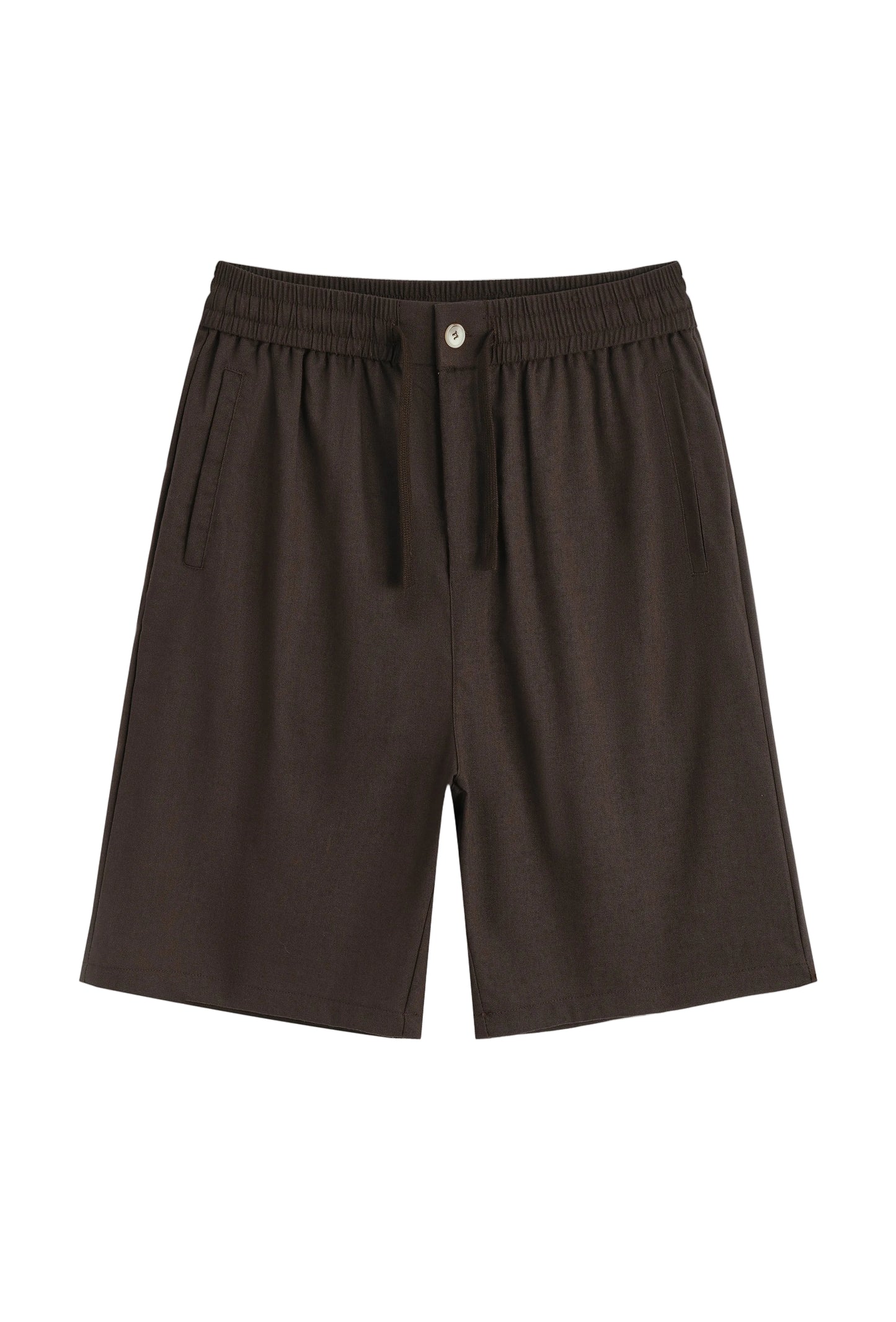 Short Fluide en Coton-Lin Marron Chocolat – Confort & Style Élastiqué