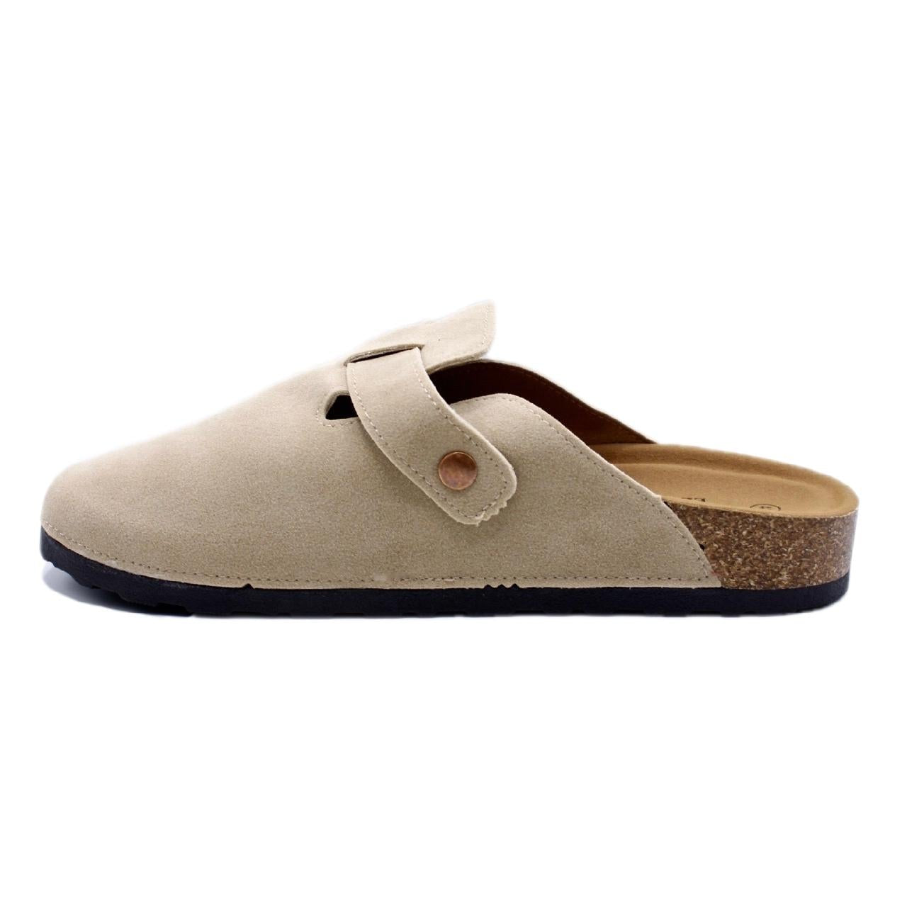 Mule en suédine beige avec boucle réglable – Confort & tendance