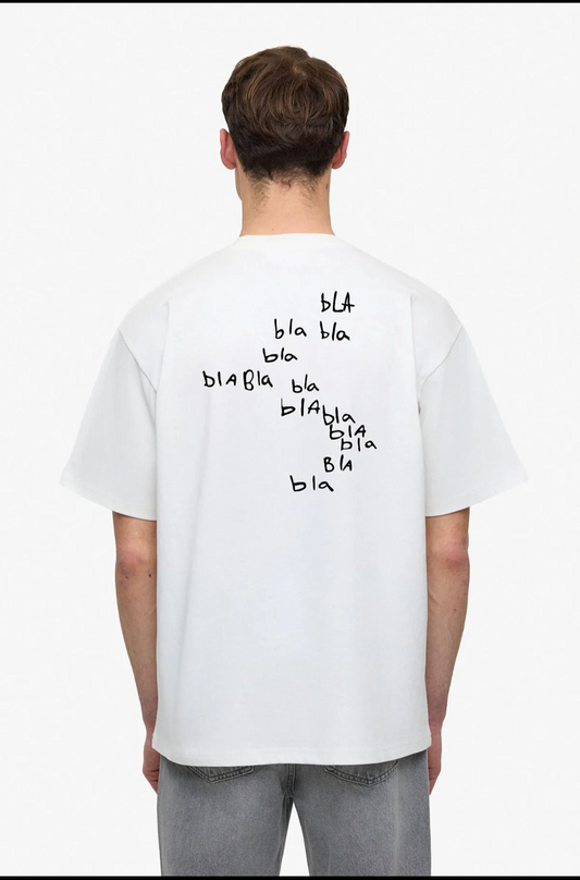 White Oversized T-Shirt "Bla Bla Bla" – Streetwear Collection