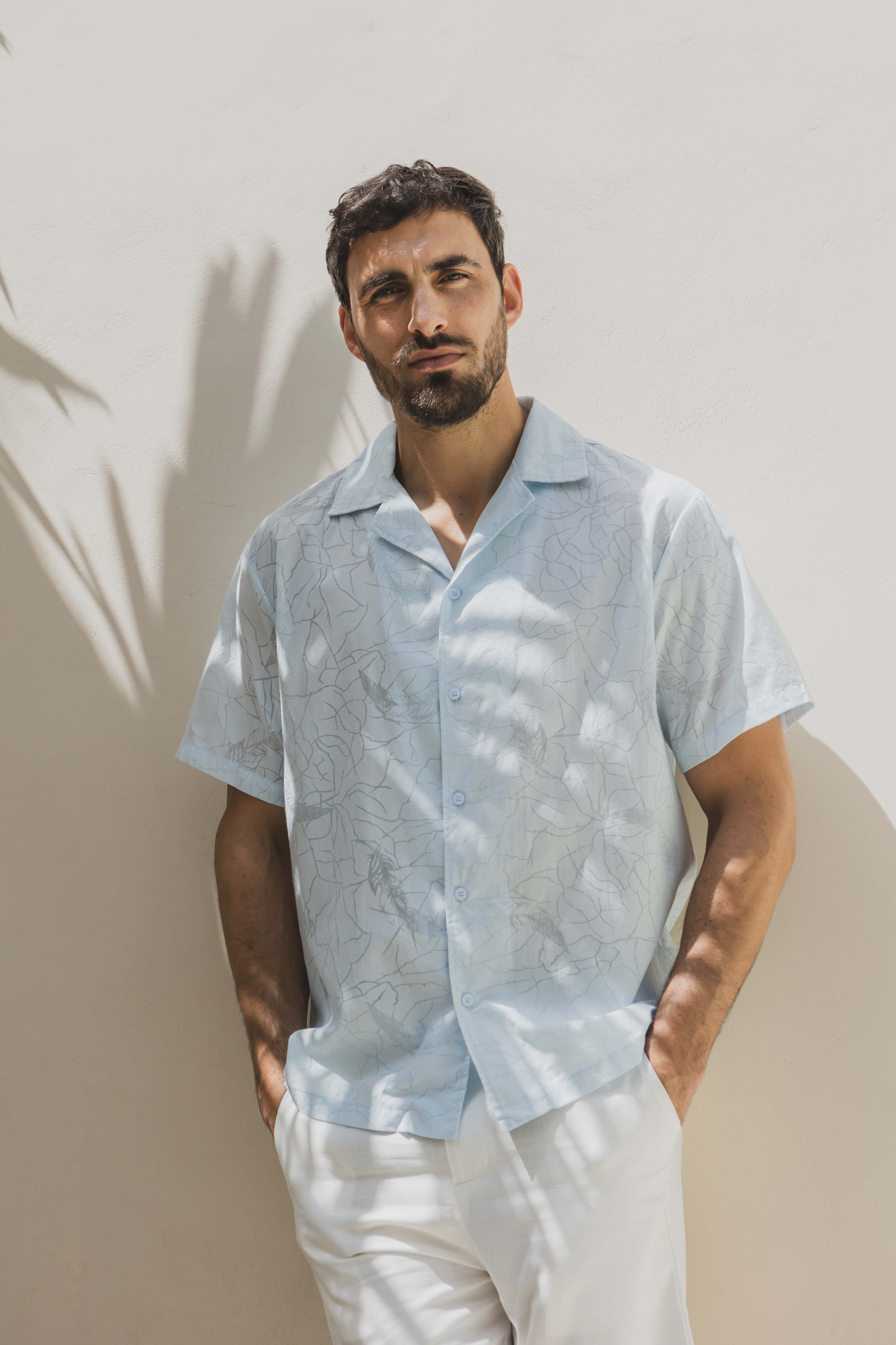 Chemise d’Été Bleu Clair – Coupe Relax en Coton Léger Menzo