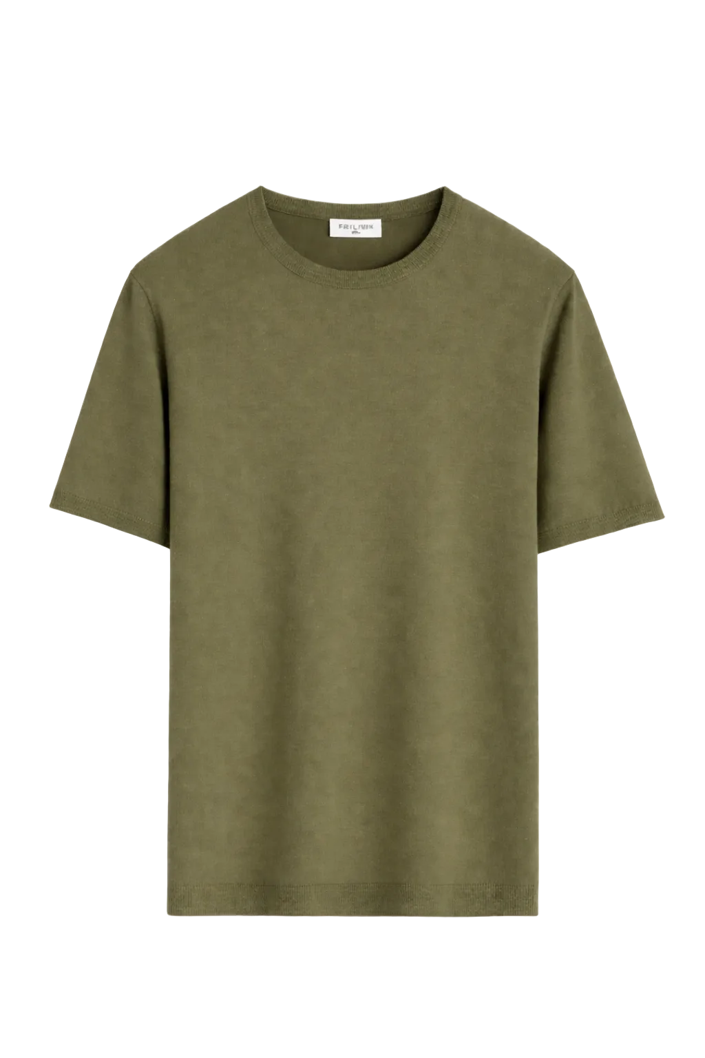 T-Shirt en Maille Fine Vert Kaki – Col Rond