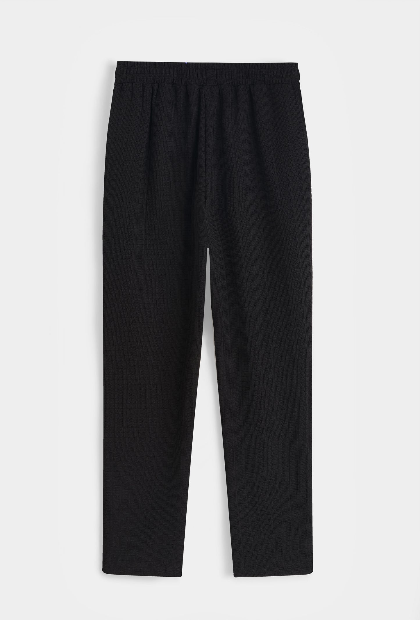 Pantalon Fluide Texturé Noir à Taille Élastique – Ensemble
