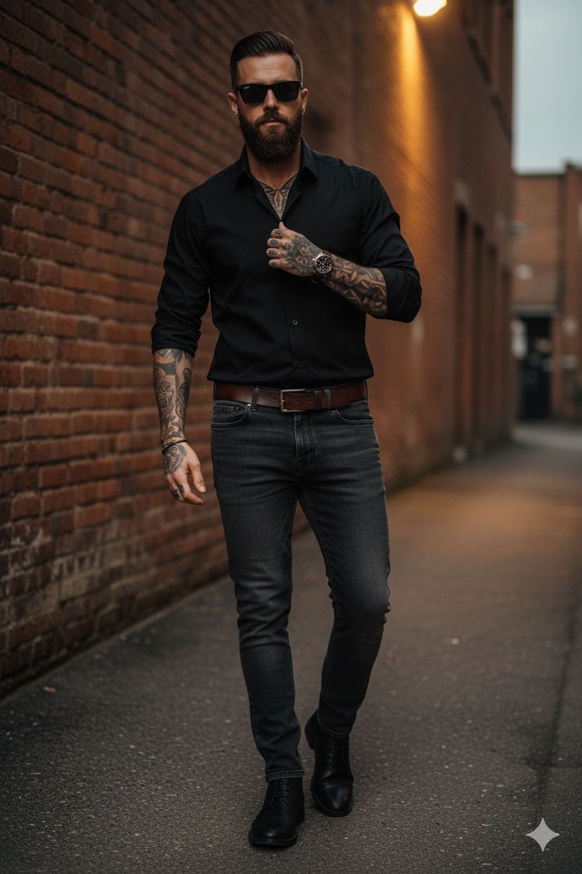 Chemise Noir Satiné