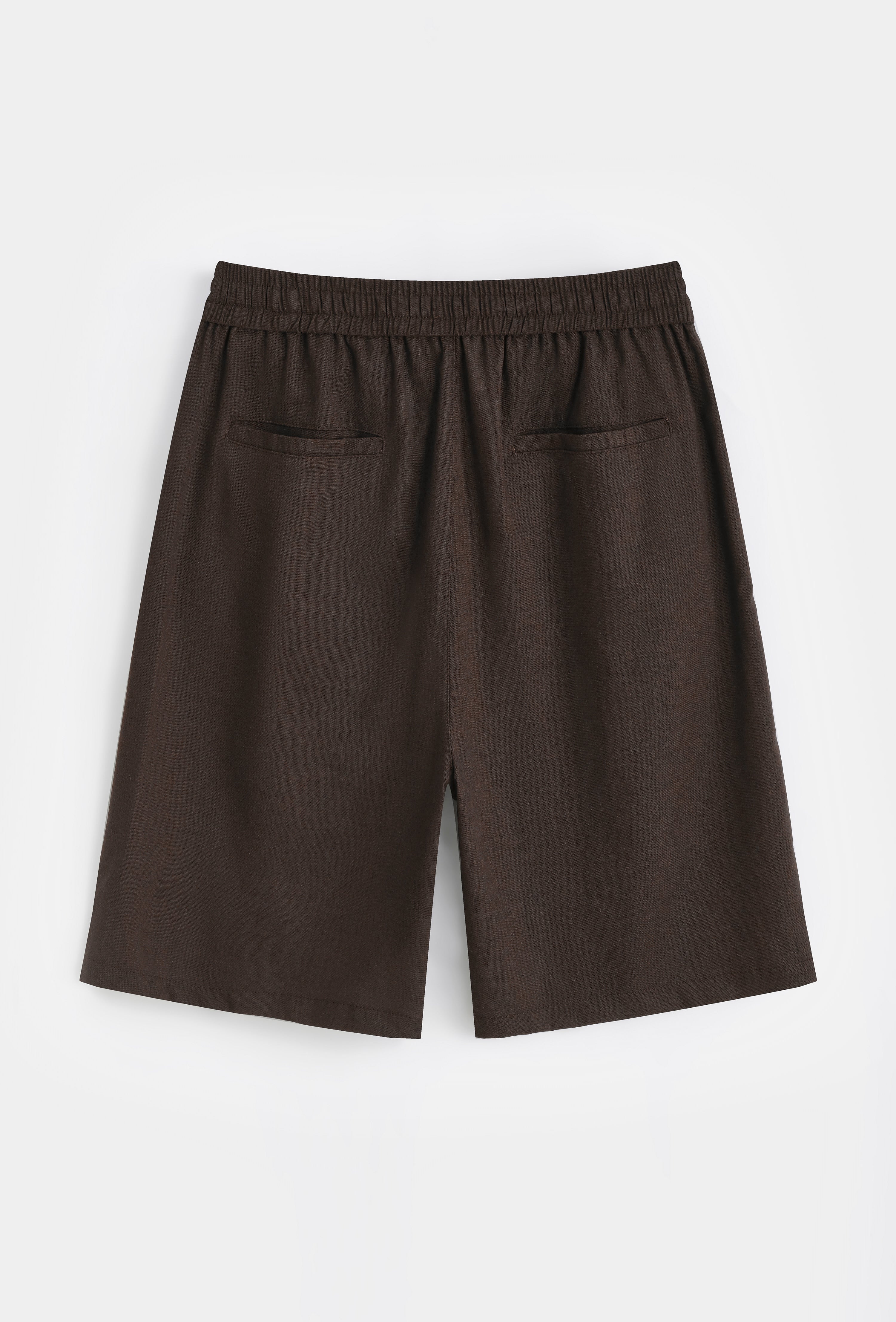 Short Fluide en Coton-Lin Marron Chocolat – Confort & Style Élastiqué