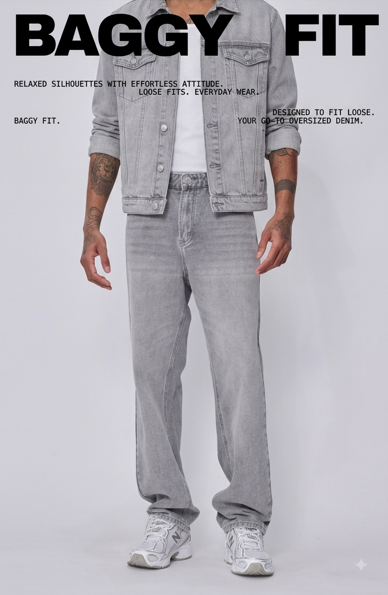 Jean Droit Gris Délavé – Coupe Relaxed Fit