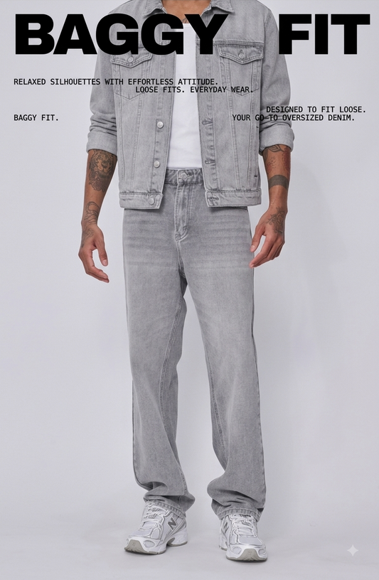 Jean Droit Gris Délavé – Coupe Relaxed Fit
