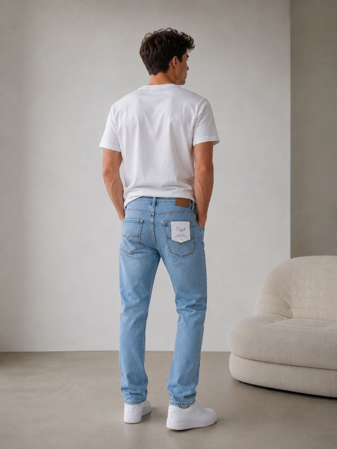Jean Droit Bleu Clair – Coupe Regular Fit Classic